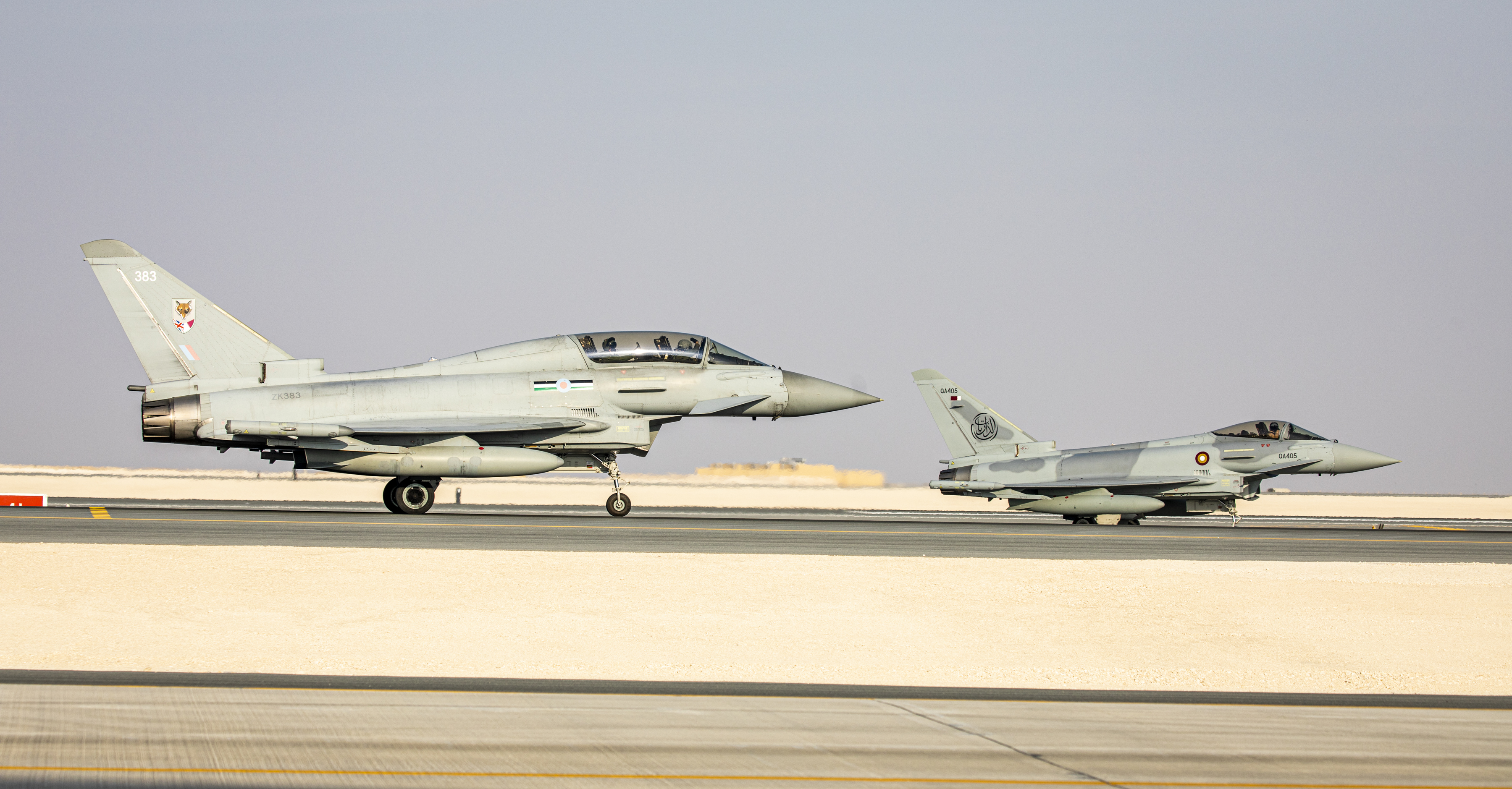 Image shows RAF Typhoons on the runway.